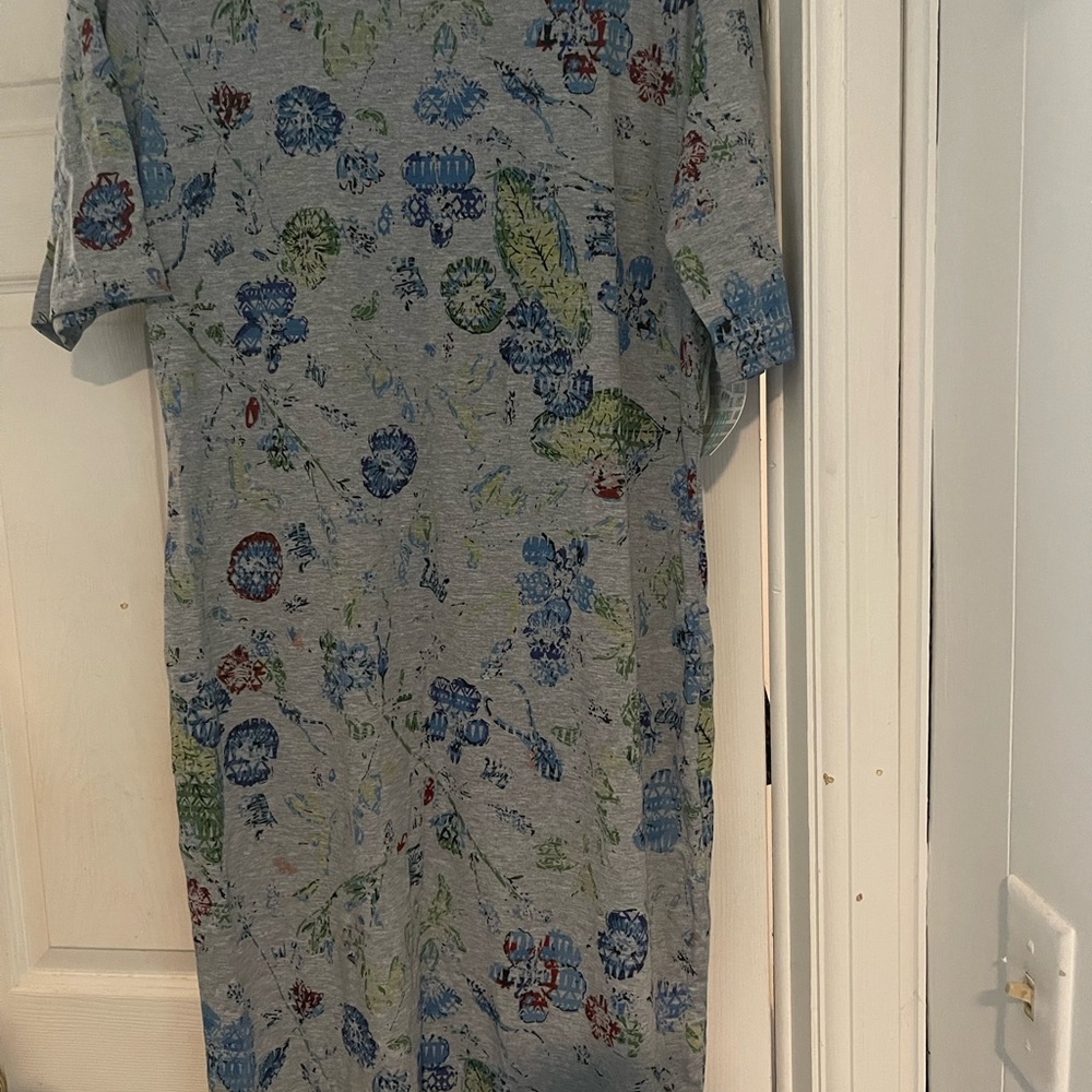 LuLaRoe Floral Dress - Gray, Blue, Green, Red